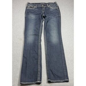 Silver Jeans Womens 32x32 SUKI Straight Leg Midrise Thick Stitch Denim